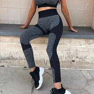 Women s Yoga Outfit Sleeveless Crop Top with High Waist Leggings
