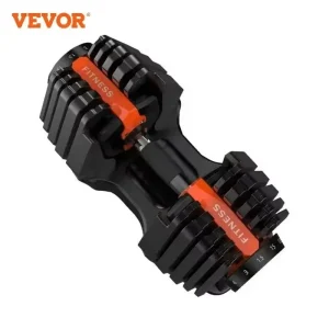 VEVOR Adjustable Steel Dumbbell 24/40KG 52.5/90LBS Fitness with QuickLock System (Red/Black)