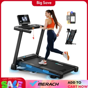 MERACH Foldable Treadmill T12 Incline Quiet Treadmills Double Deck