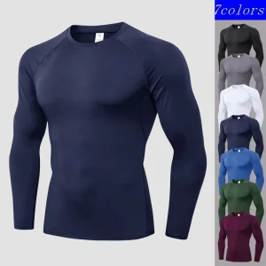 Men's Compression Shirts Longs Sleeve Workout Gym T-Shirt Running Tops