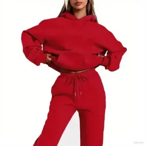 2024 Autumn/Winter New Velvet Warm Hoodie Sports Pants Two Piece Set for Women