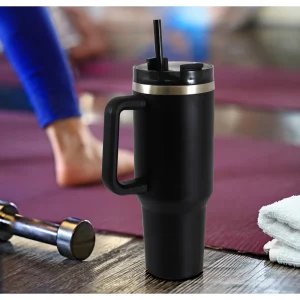 40oz Stainless Steel Tumbler with Straw Handle Double Wall Insulated